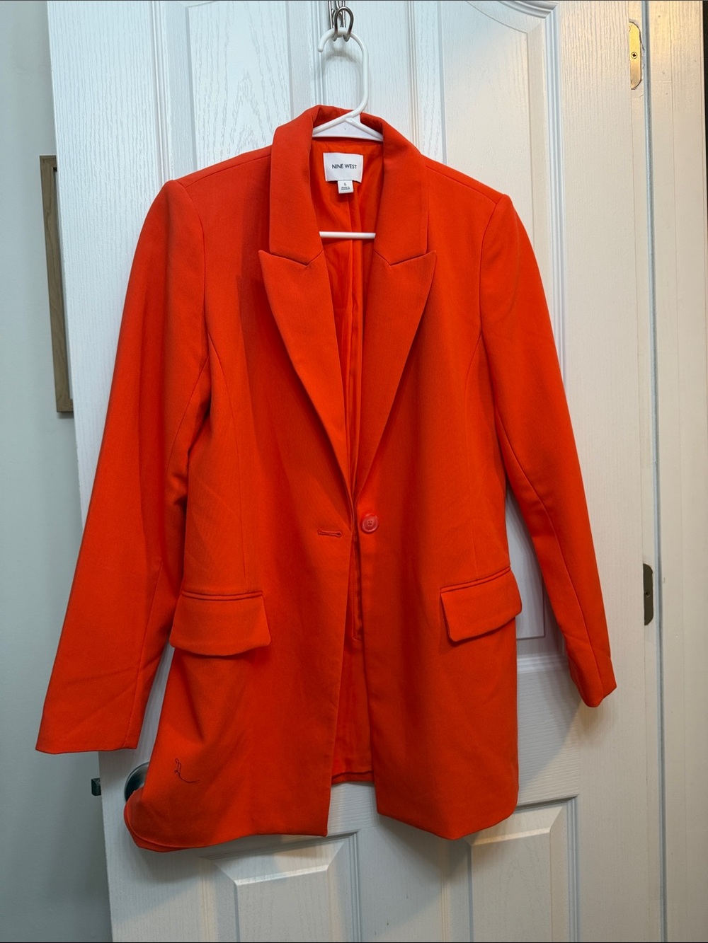 Nine West Women's Bright Orange Single-Button Notch Lapel Blazer